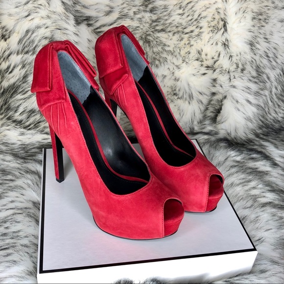 Guess Los Angeles Red Suede Heels - Picture 8 of 9